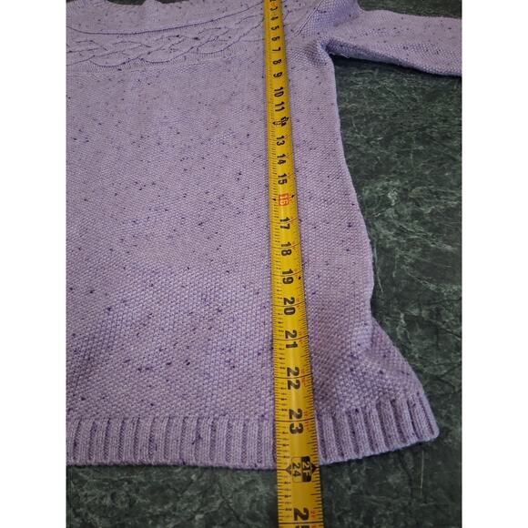 Talbots Sweater Womens Purple Nordic Cable Knit Speckled Crew Neck Sweater XS - Picture 9 of 12
